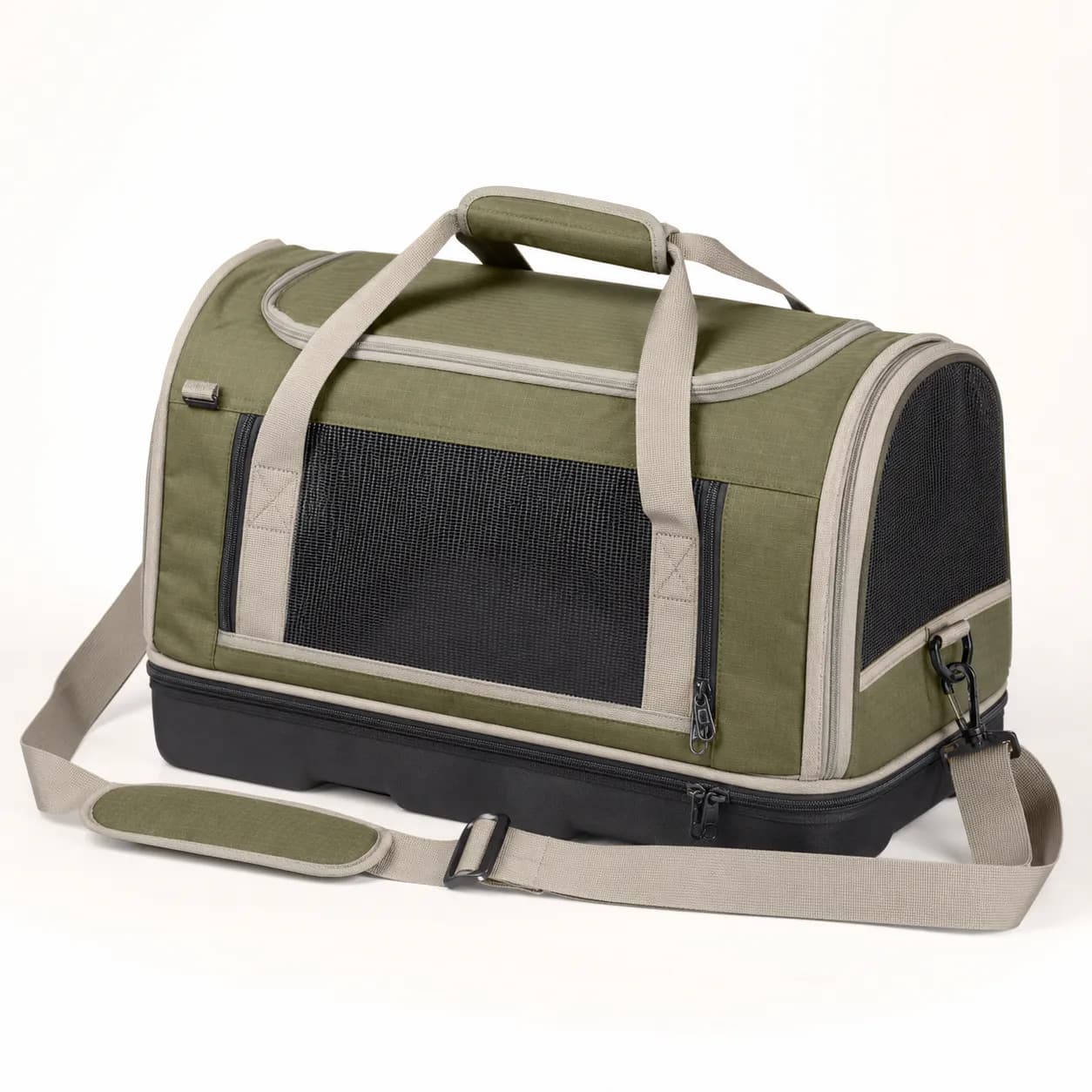 PT011 EcoPaw Recycled Pet Carrier AI-assisted product concept on a neutral studio background