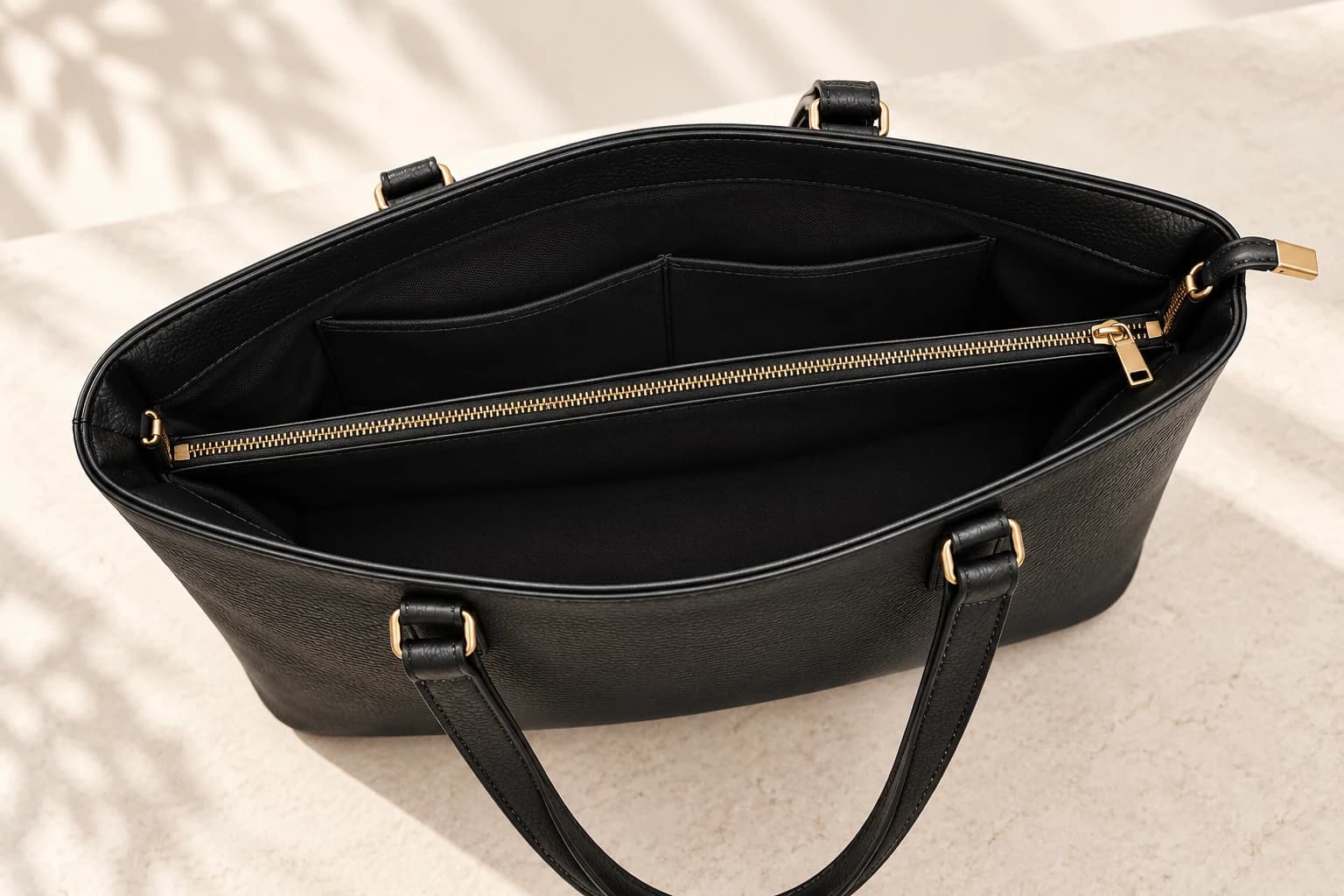 Customization illustration of a proposed black tote lining and interior layout