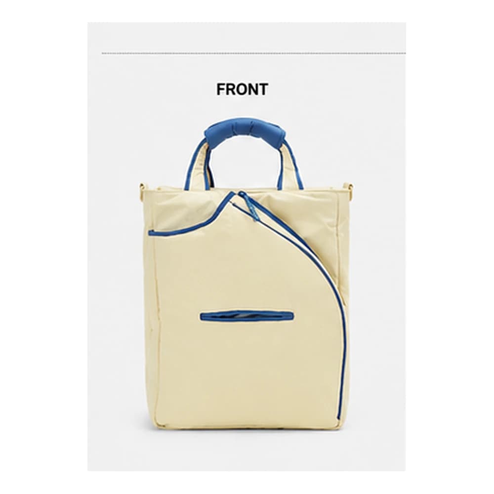 Front view of PDB001 padel work tote with curved racket compartment