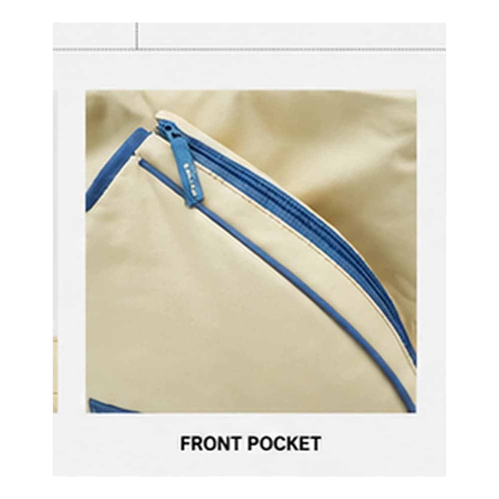 Curved front racket compartment zipper detail on PDB001 padel tote