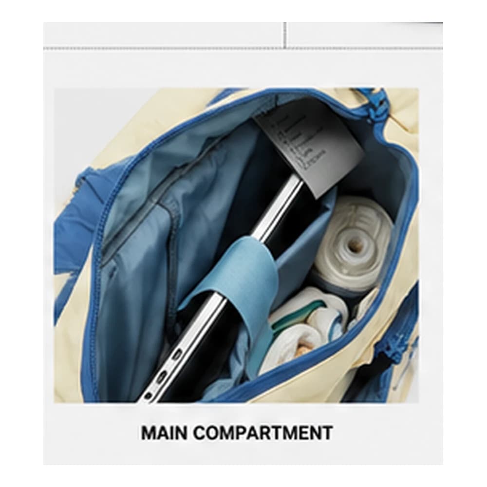 PDB001 main compartment with laptop securing strap and internal organization