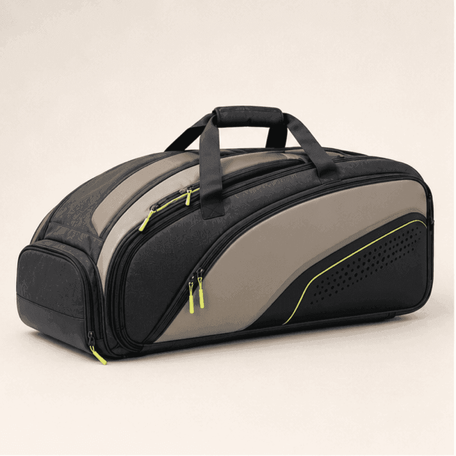 Custom full-size padel racket duffel bag in graphite and warm stone