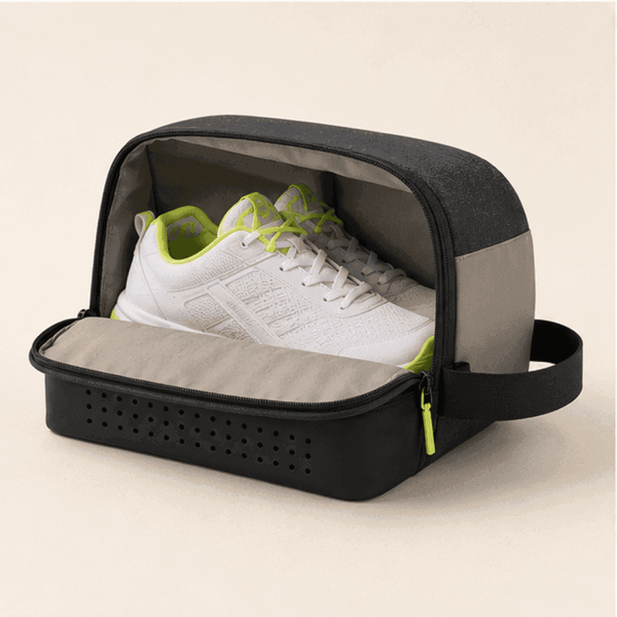 Open padel shoe bag with wipe-clean lining