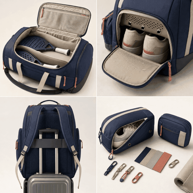 Cappuccino Padel Collection 2026 accessory and construction details