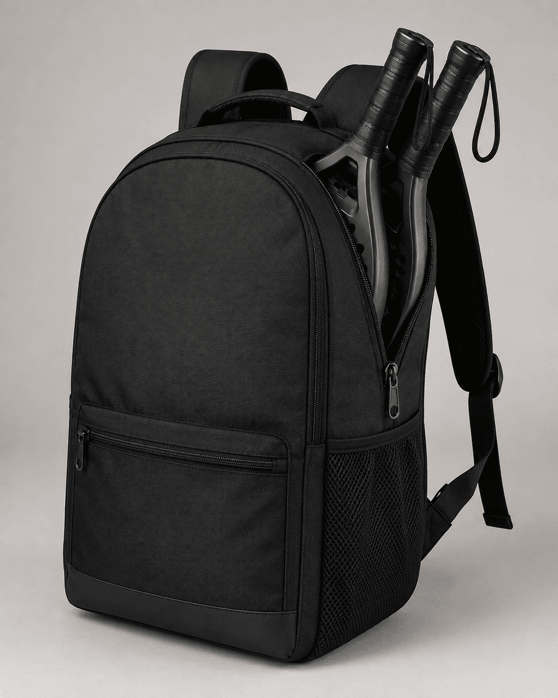 Compact black padel backpack for a focused brand launch program