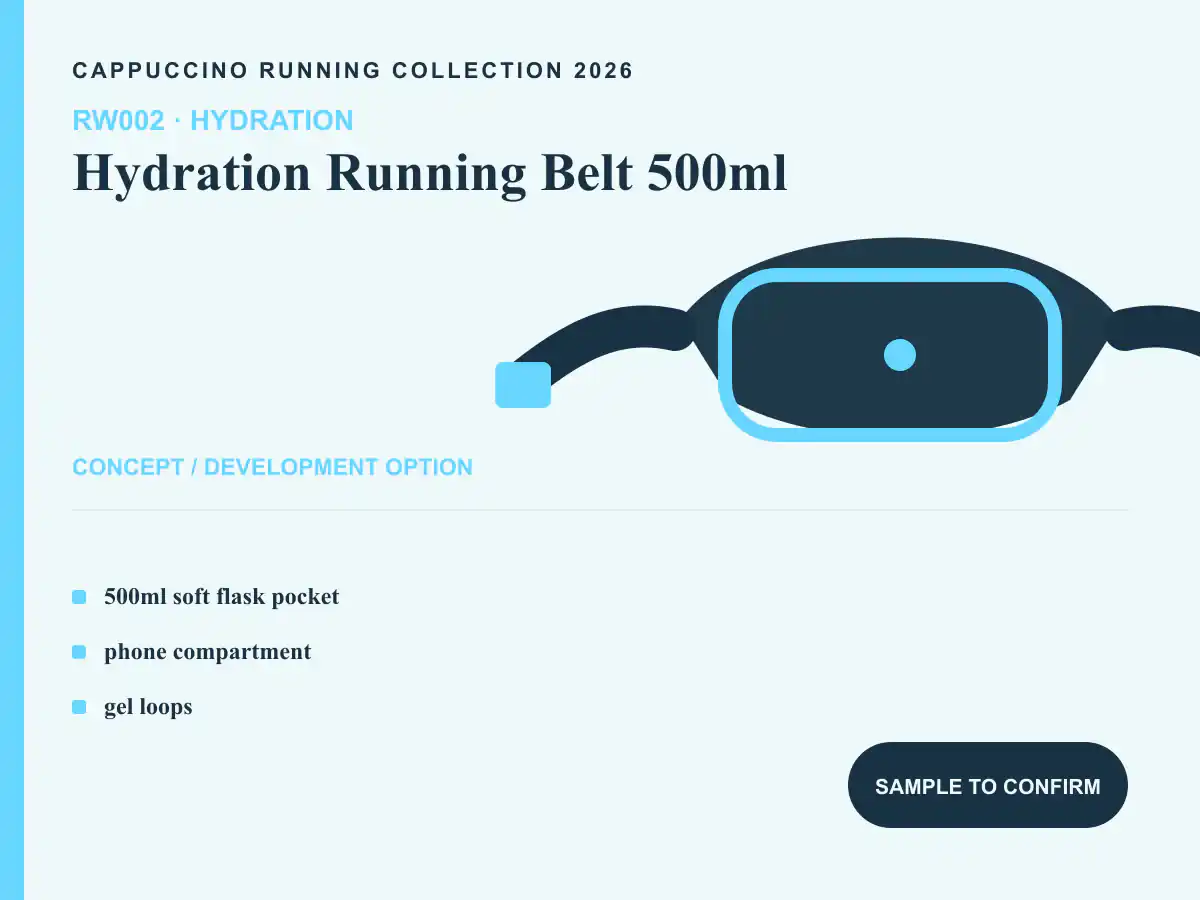 RW002 Hydration Running Belt 500ml clearly labeled concept development option for OEM and ODM review