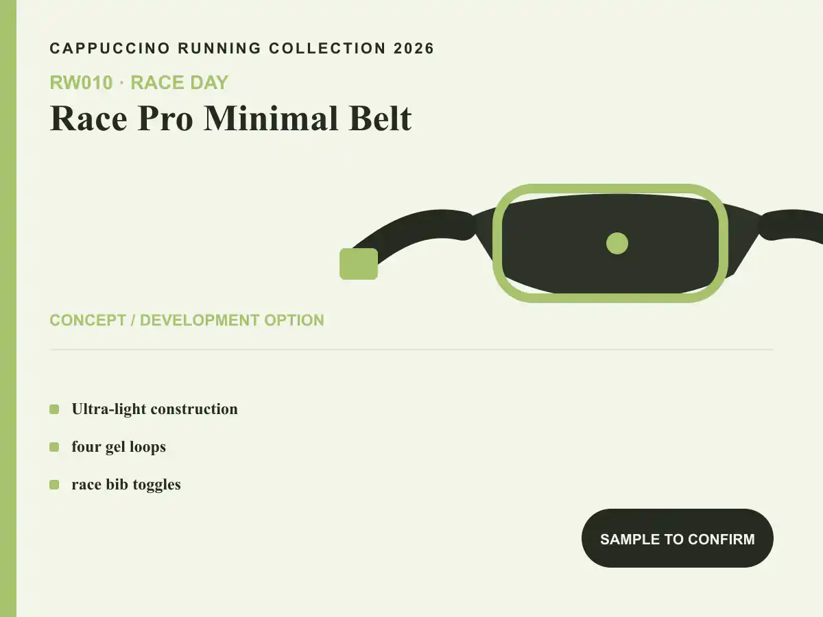 RW010 Race Pro Minimal Belt clearly labeled concept development option for OEM and ODM review