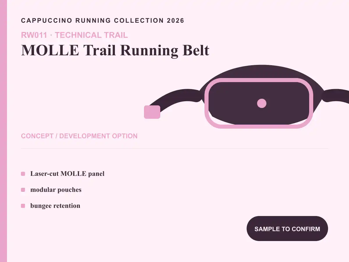 RW011 MOLLE Trail Running Belt clearly labeled concept development option for OEM and ODM review