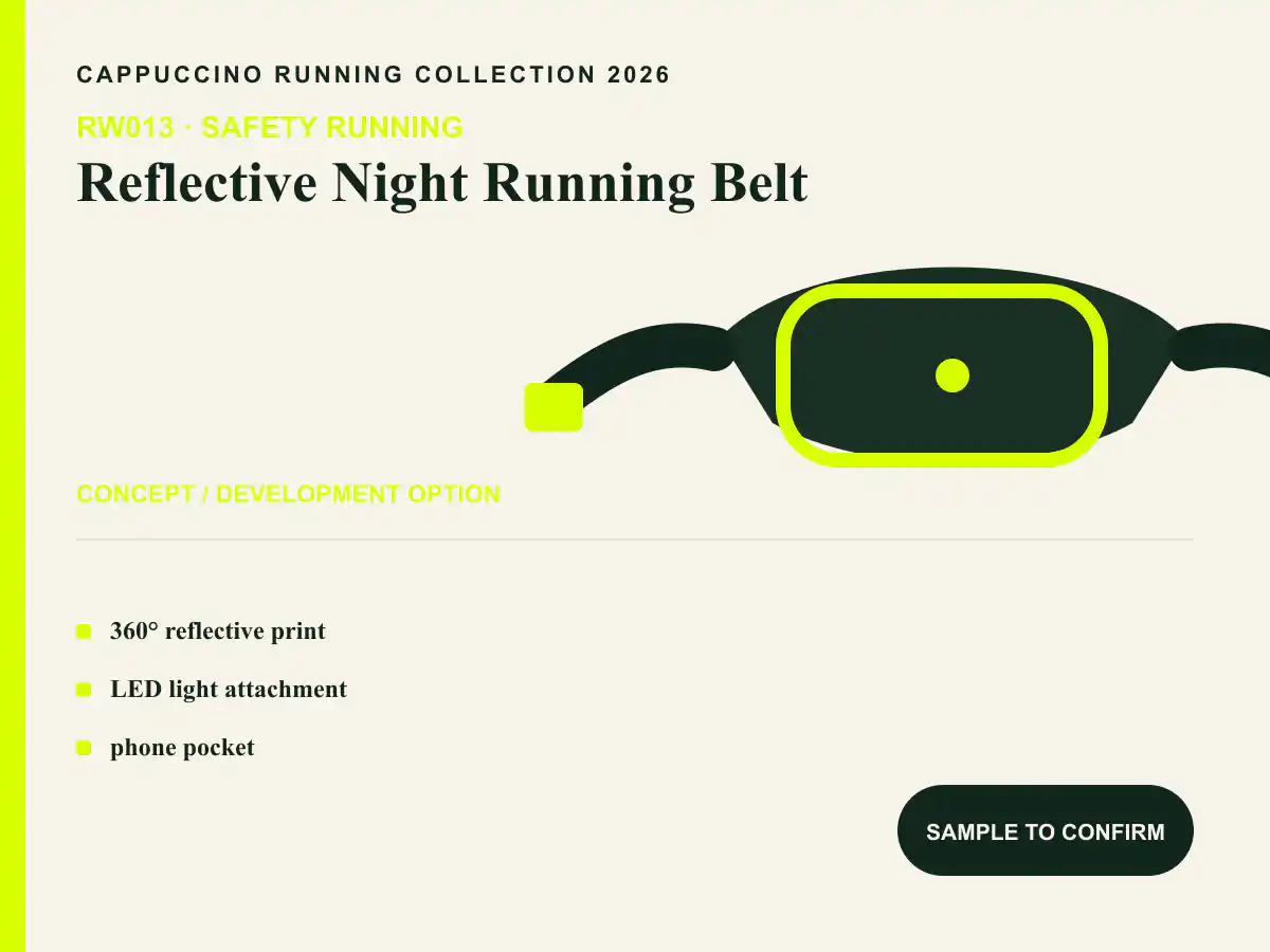RW013 Reflective Night Running Belt clearly labeled concept development option for OEM and ODM review