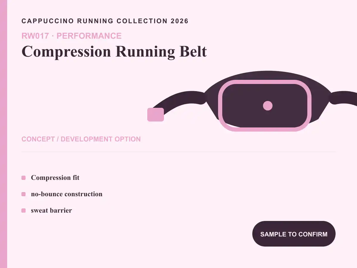 RW017 Compression Running Belt clearly labeled concept development option for OEM and ODM review