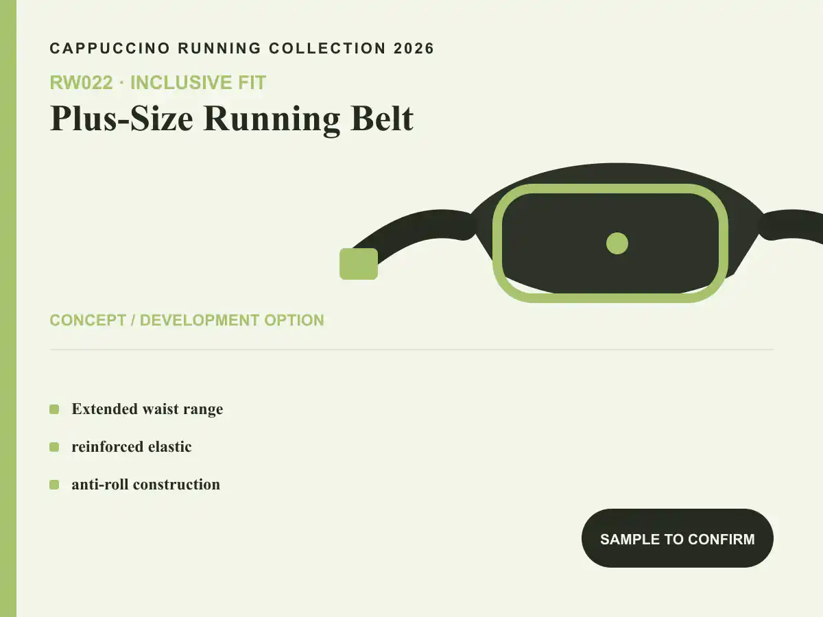 RW022 Plus-Size Running Belt clearly labeled concept development option for OEM and ODM review