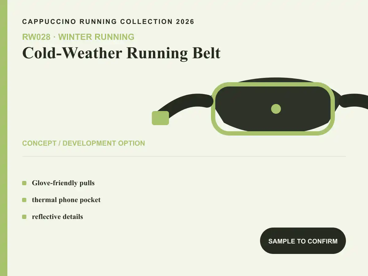 RW028 Cold-Weather Running Belt clearly labeled concept development option for OEM and ODM review