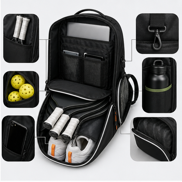 Custom Pickleball Bags Manufacturer pocket structure and carry logic