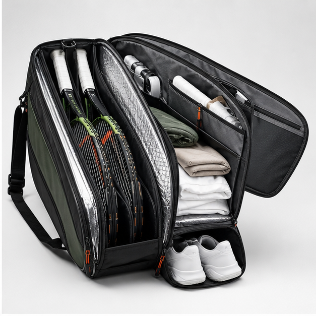 Custom Tennis Bags Manufacturer open compartment engineering