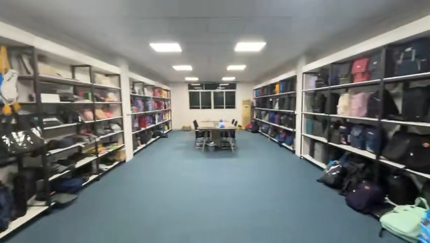 Actual factory showroom with racket bags