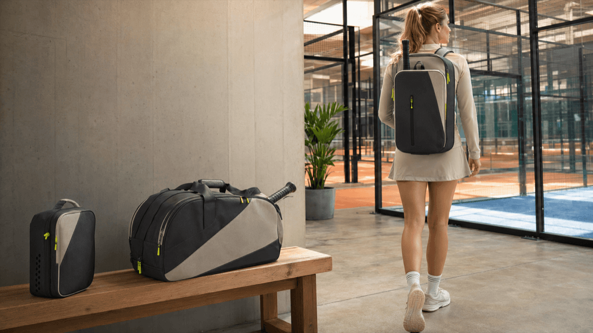Cappuccino Padel Collection 2026 lifestyle scene for private-label sports bag development